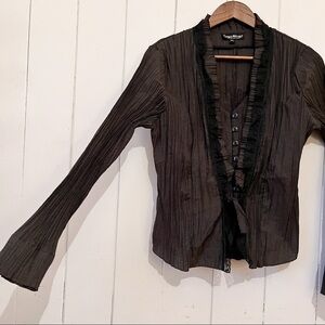 Tango Mango Brown Crinkle Blouse. Size XXL.